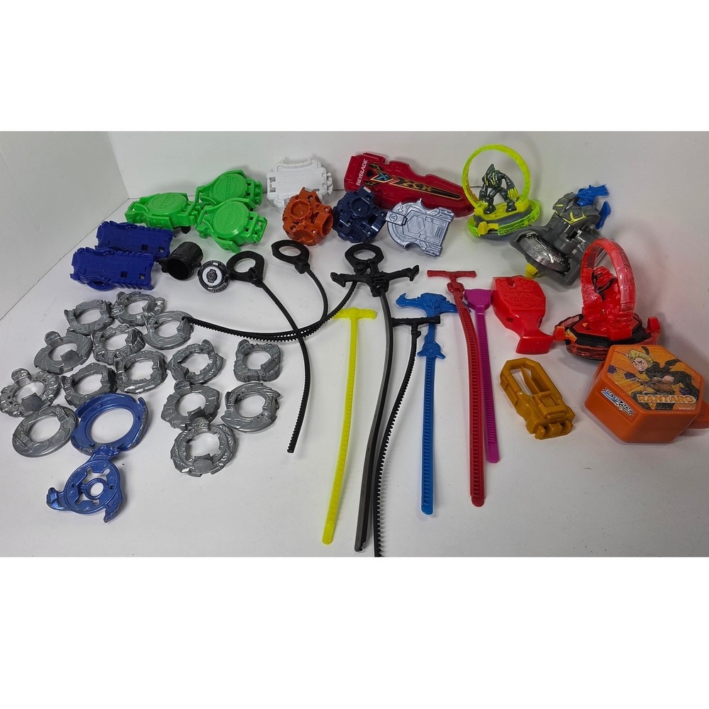 Beyblade Burst Metal Fusion Lot Launchers Rip Cords Metal Discs Rantaro Case